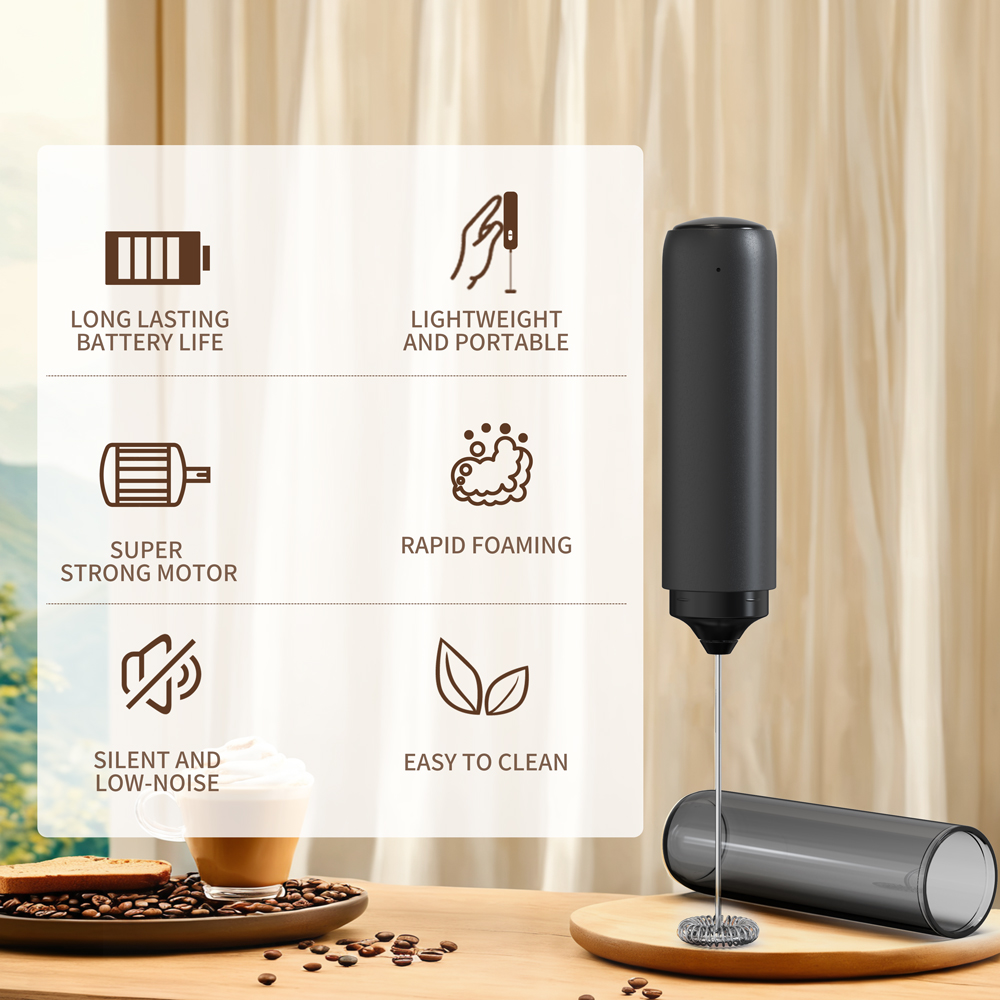 Electric Milk Frother Handheld - キッチン強力攪拌機ミルク泡立て器ハンドヘルドフォームメーカーラテ用泡立て器ドリンクミキサーコーヒー電動充電式卵ビーター